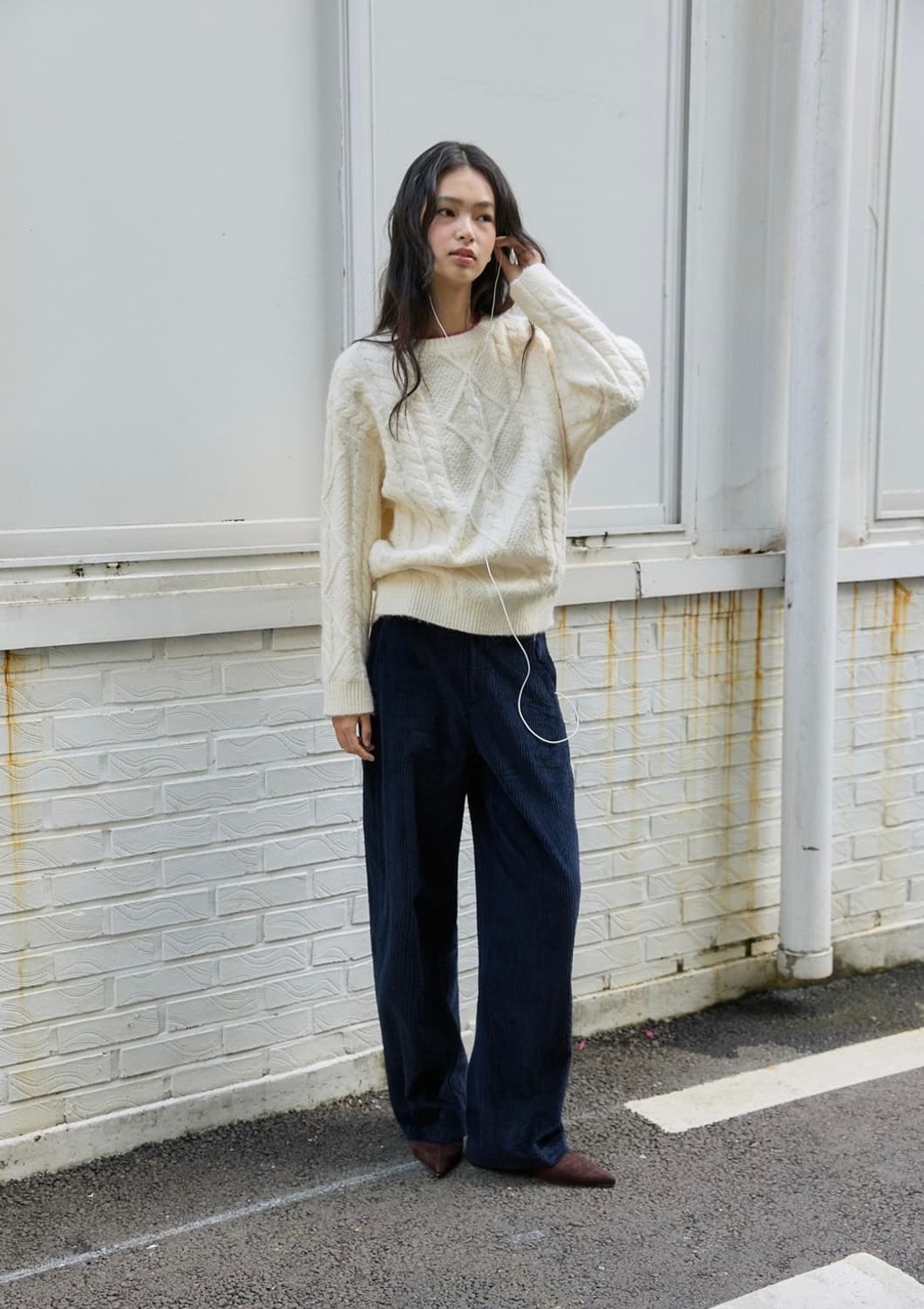 미치코런던 FISHERMAN CABLE WOOL KNIT CREAM 상품이미지5