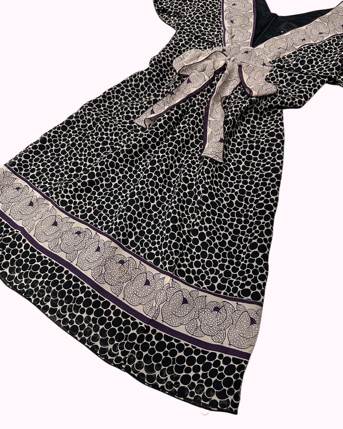 purple pattern ribbon dress 상품이미지3