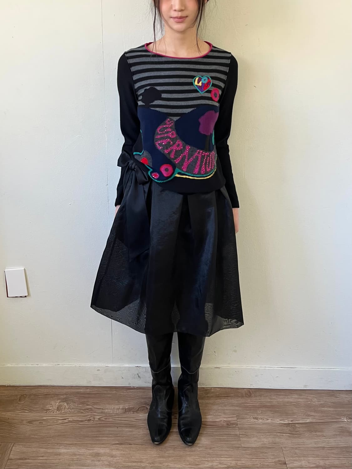 PennaFelice 블랙 로브 스커트 상품이미지8