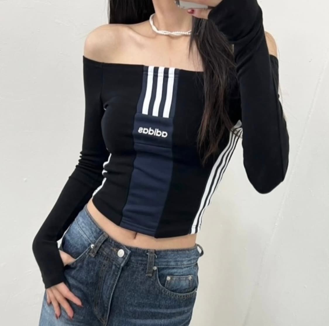 유이브빈티지 아디다스커스텀 오프숄더탑 상품이미지4