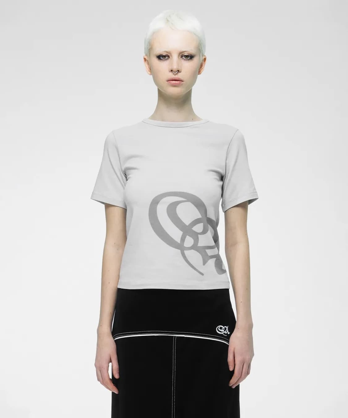 스컬프터 Oblique Logo Crop Top Pale Gray 상품이미지1