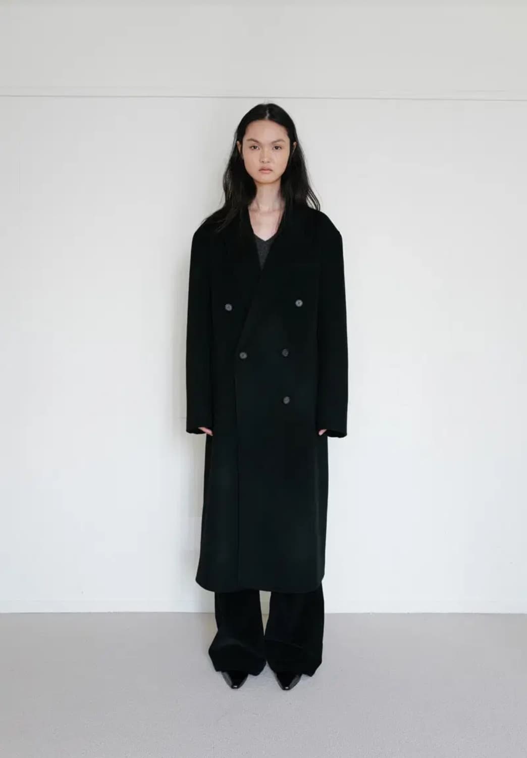 리포스 repos 핸드메이드 맥시 더블 코트 블랙 상품이미지1