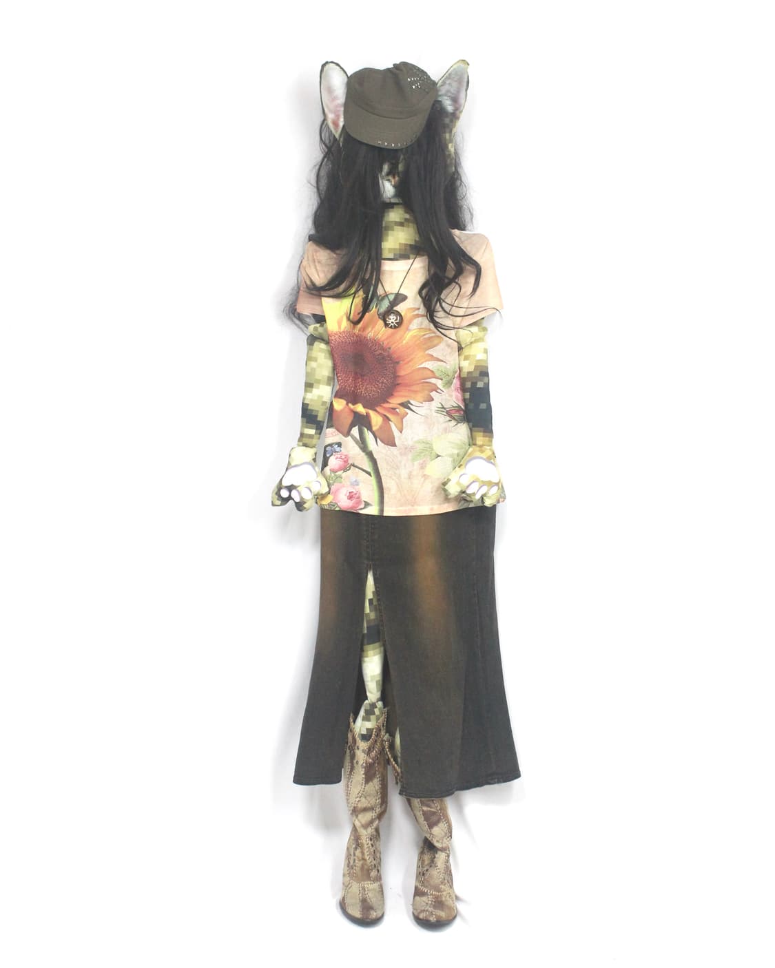 Orange washing span-denim long skirt 상품이미지3