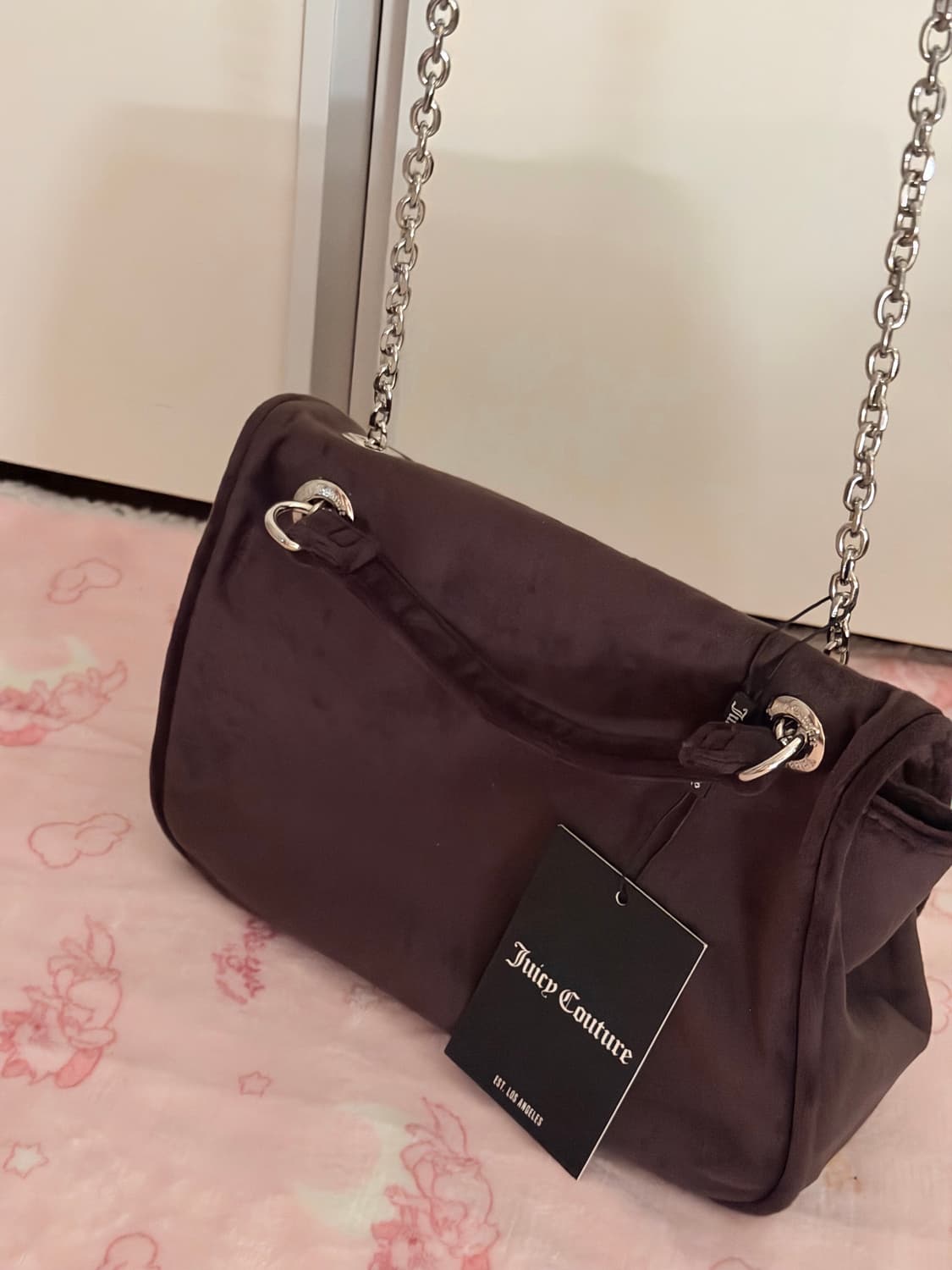 쥬시꾸뛰르 벨벳 스톤 체인 숄더백/크로스백 브라운 상품이미지4