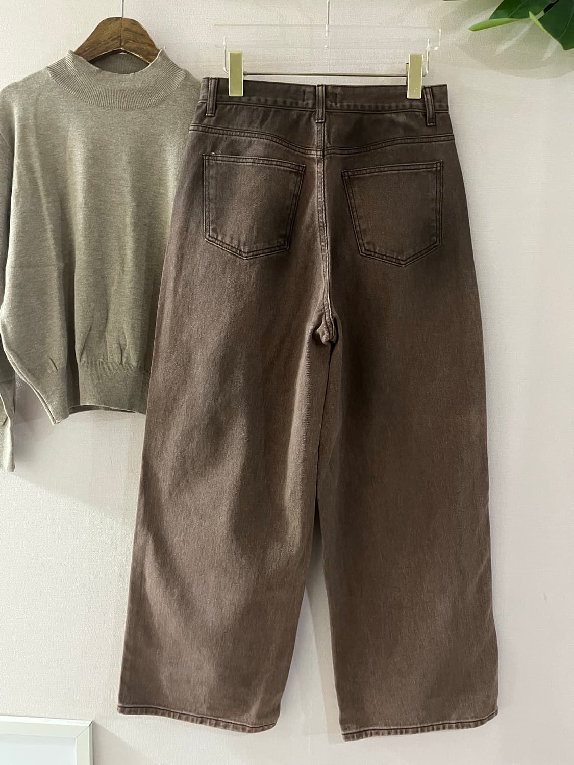 브라운빈티지워싱와이드데님(M) 상품이미지4