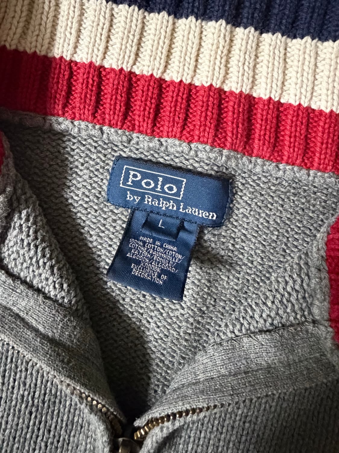 (희귀매물!!)폴로 빅포니 그레이 배색 니트집업 상품이미지3