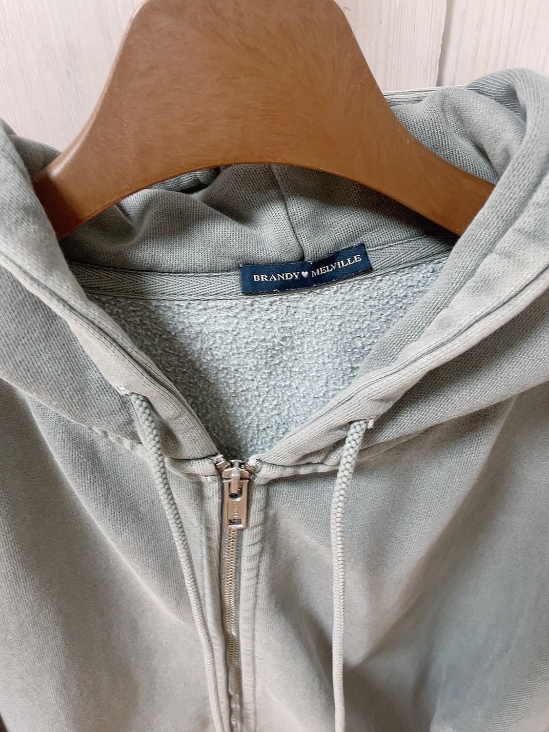 브랜디멜빌 후드집업 오버사이즈 세이지 그린 워싱 상품이미지3