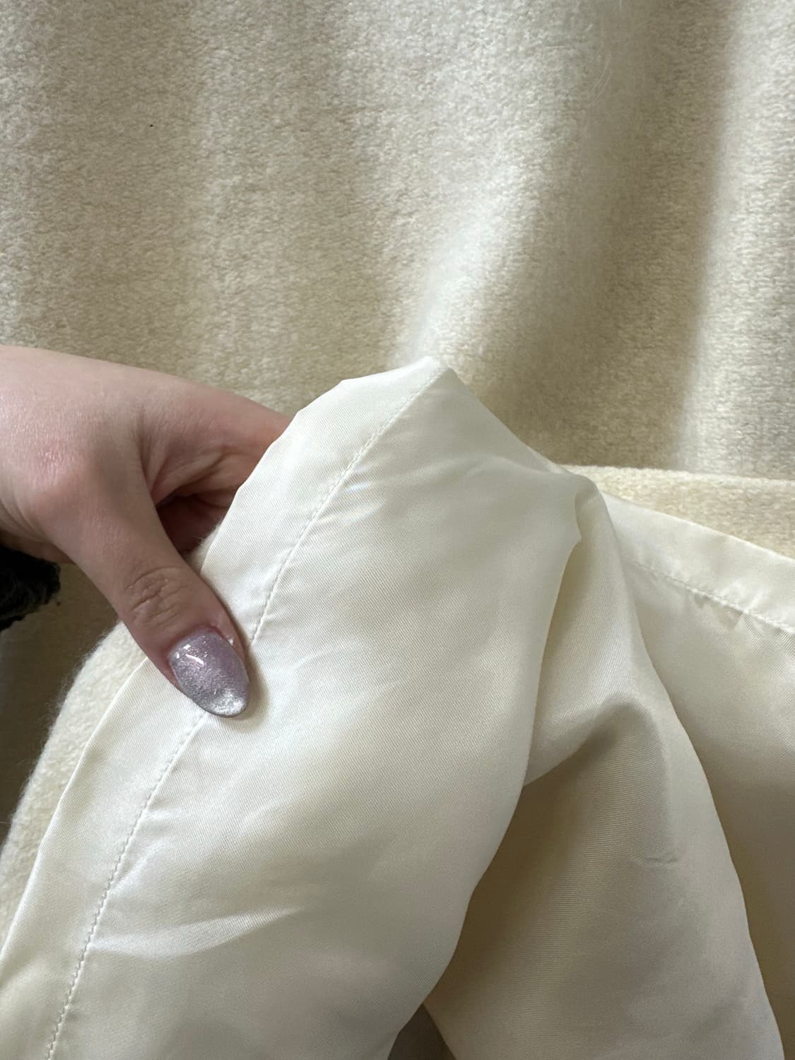 일본빈티지 폼폼 방울 포인트 울 아이보리 코트 상품이미지8