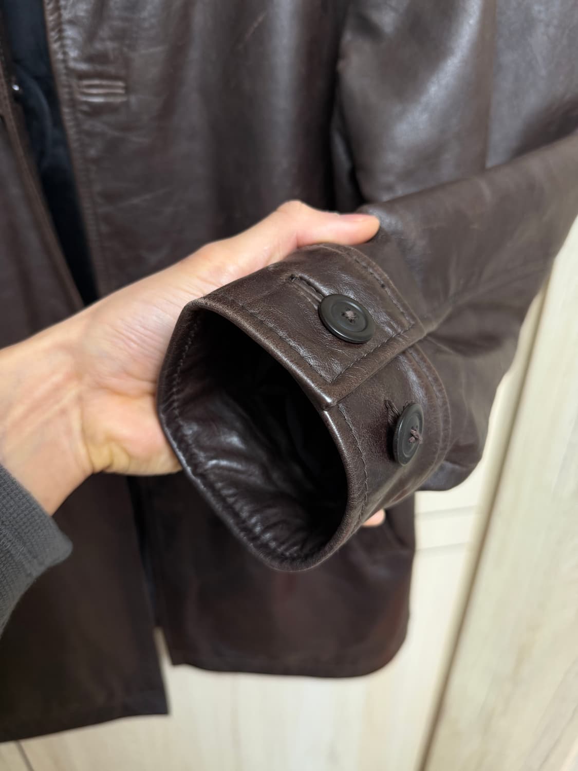 올드 갭 레더 카코트 브라운 상품이미지4