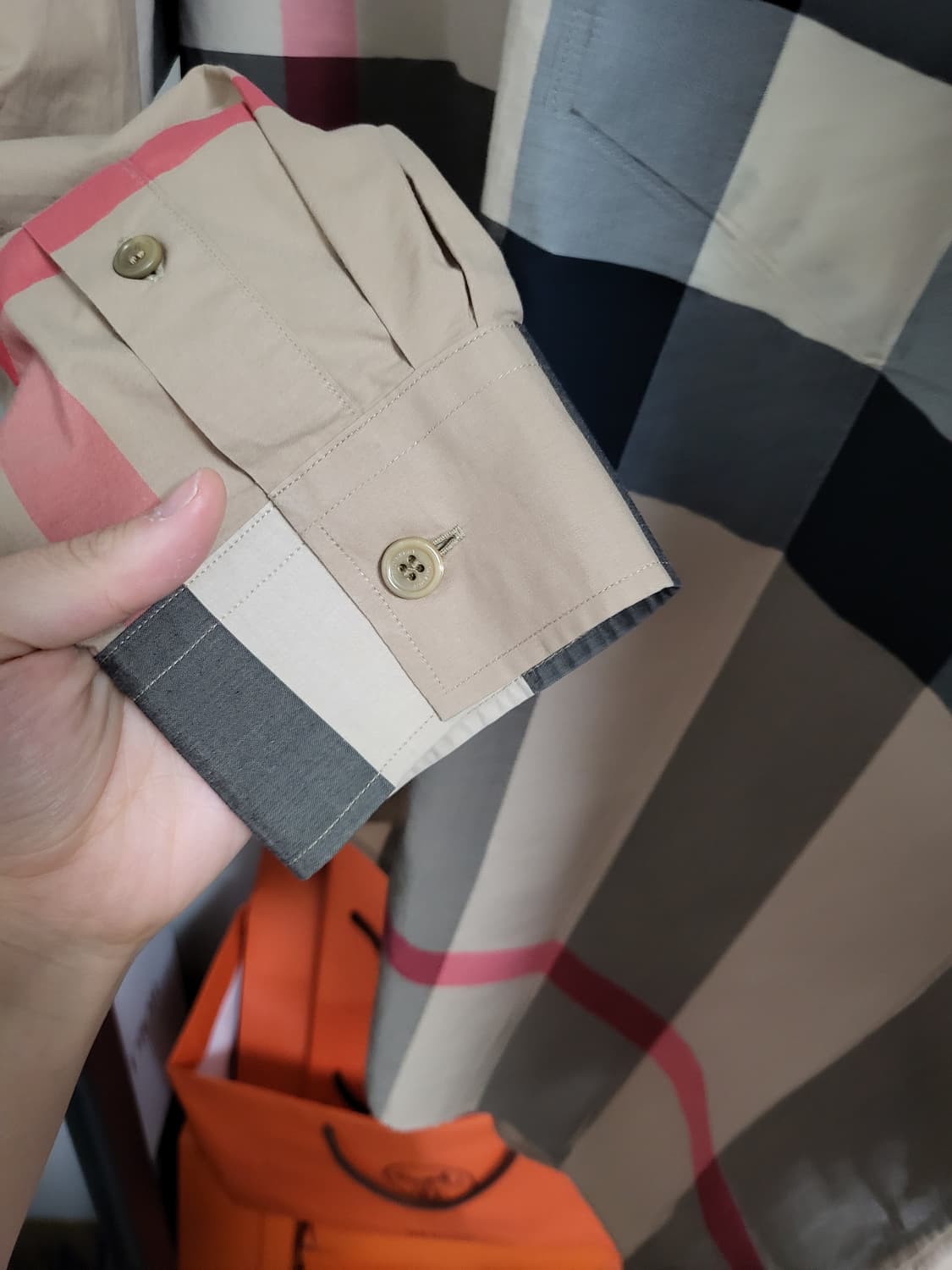 22SS 버버리 체크 코튼 포플린 셔츠 m 상품이미지5