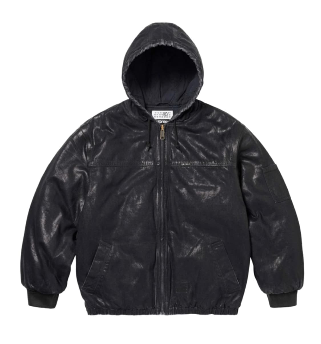 슈프림 x MM6 메종 마르지엘라 포일 후드 워크 자켓 블랙 상품이미지1