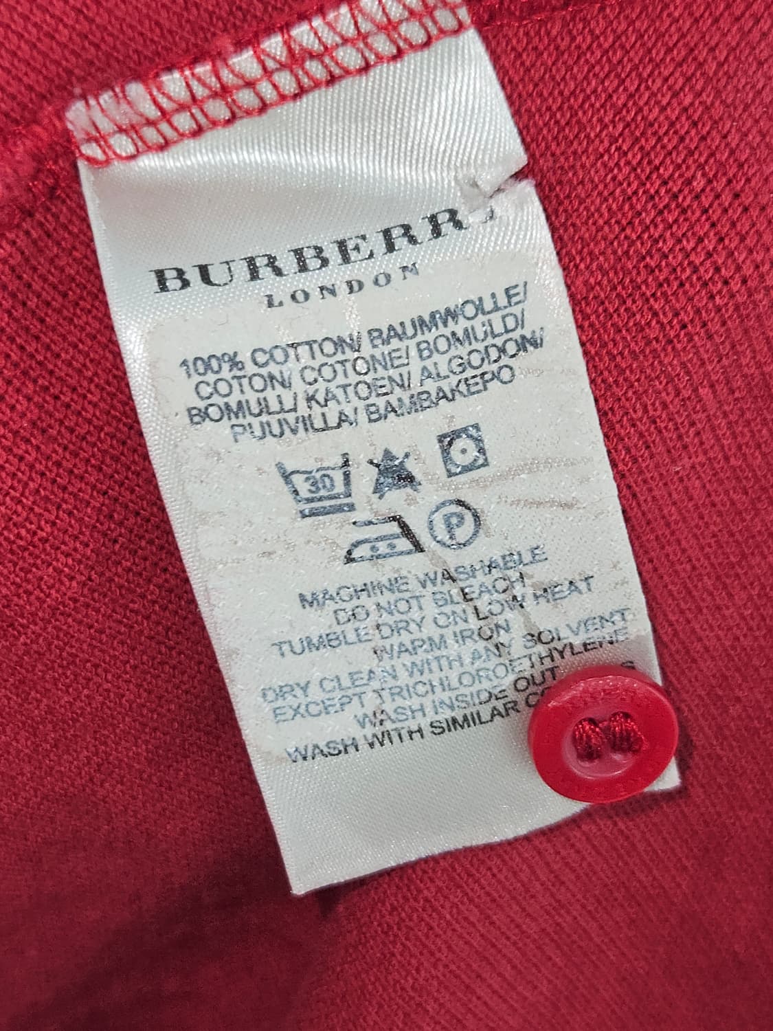 버버리 BURBERRY 반팔 폴로 카라티 레드 여성 M (정품) 상품이미지5