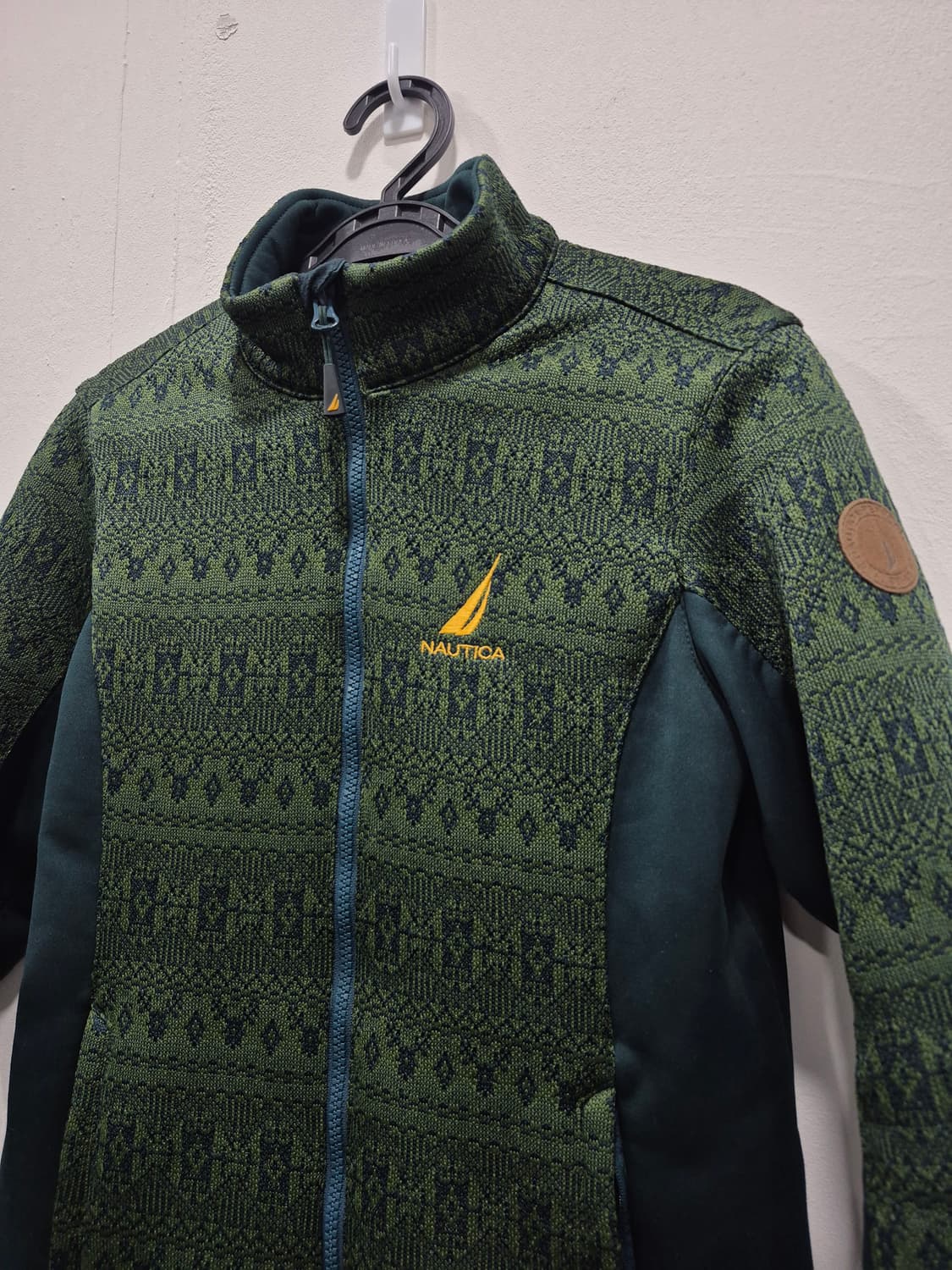 노티카 초록색 패턴 플리스후리스 재킷 여성 90사이즈(상태 최상급) 상품이미지2