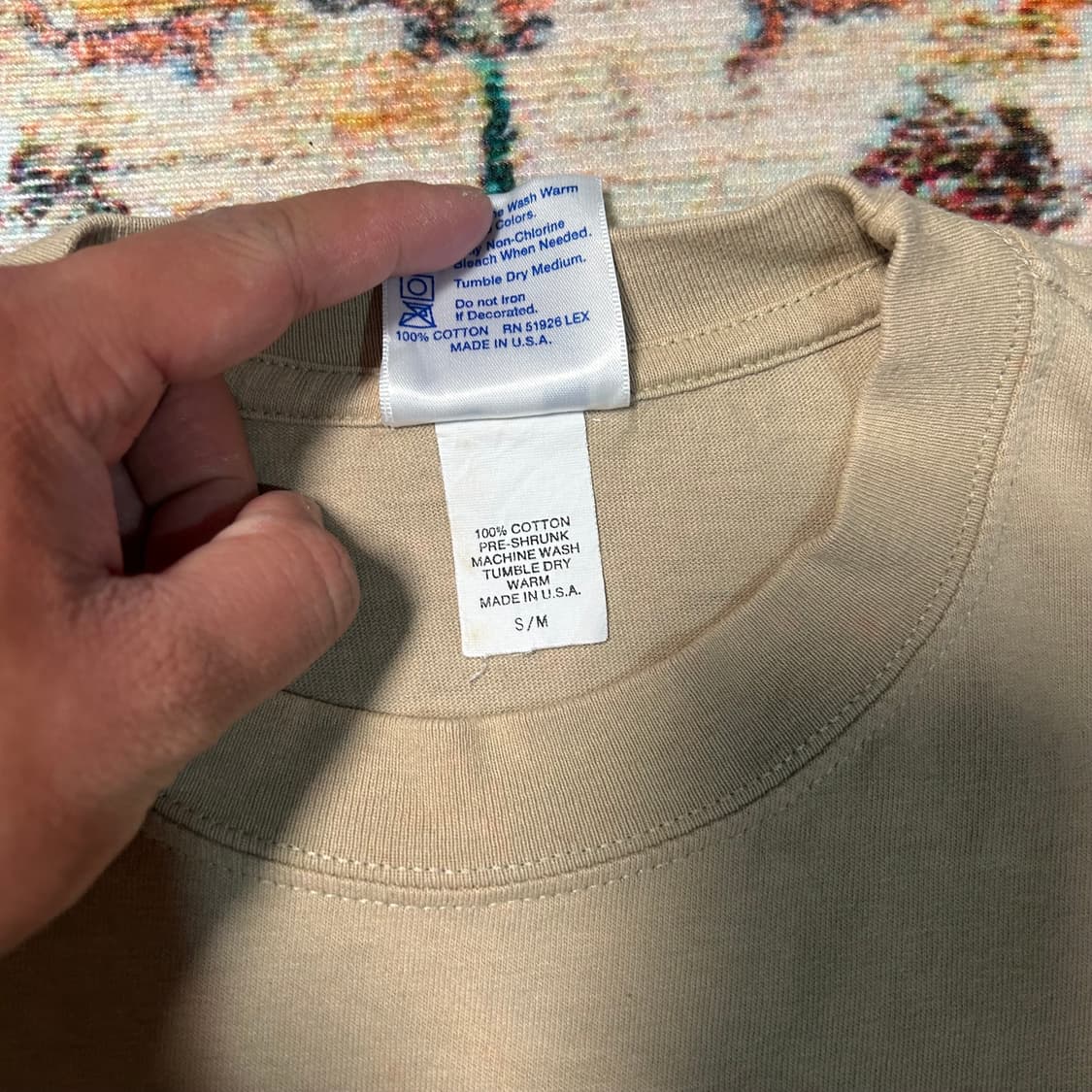 [L] 90s made in usa 베이지 프린팅 반팔 상품이미지5