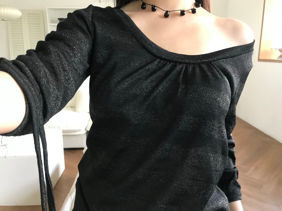 vintage stripe pattern shirring top 상품이미지5