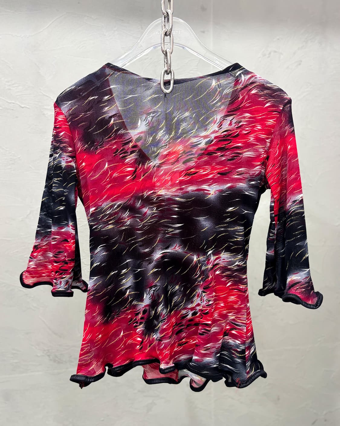 오리엔탈 레드 글리터 블라우스 상품이미지2