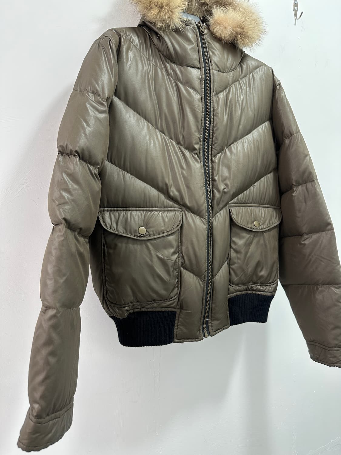 Raccoon fur brown crop puffer jacket 상품이미지2