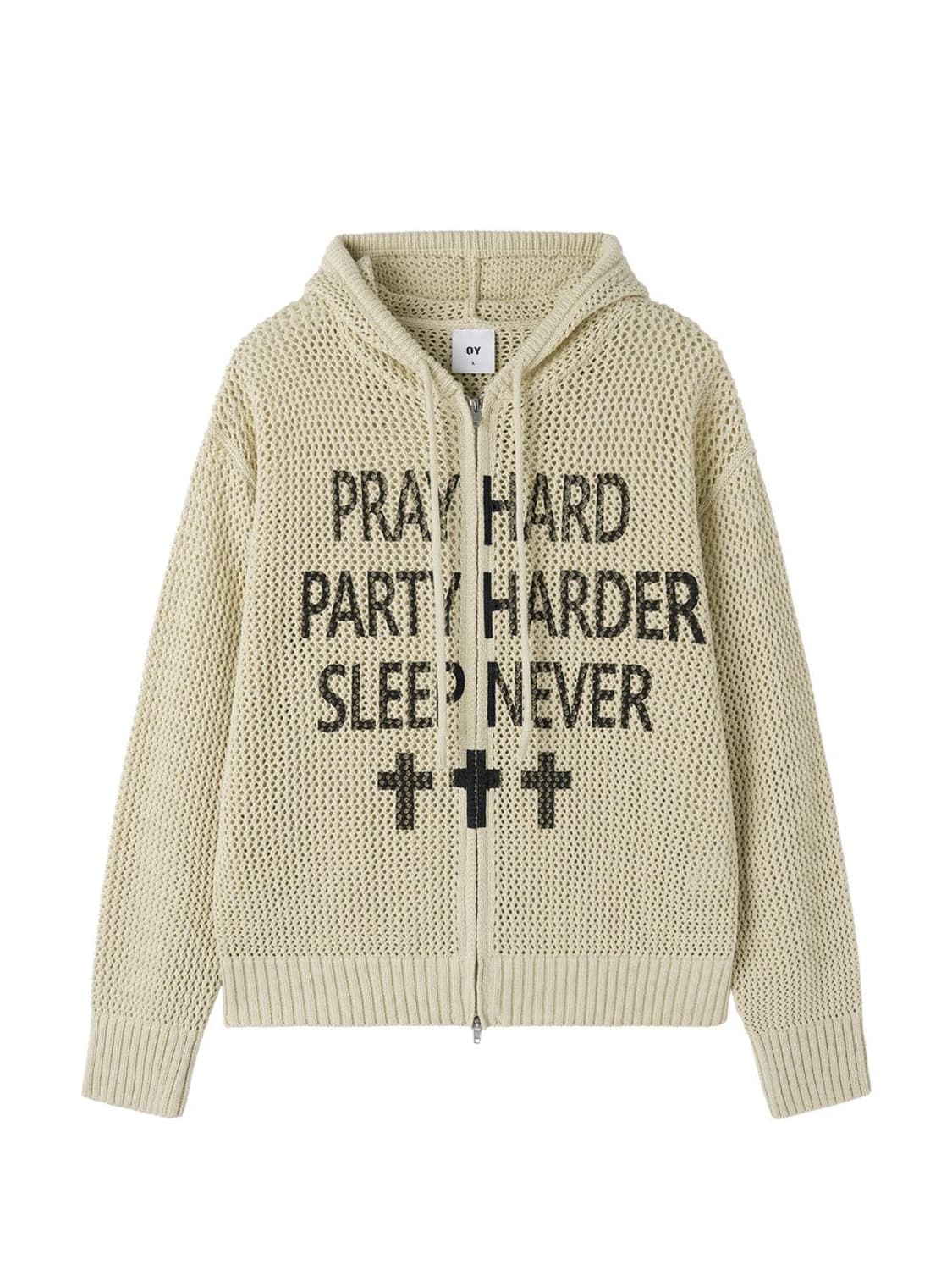 오와이 PRAY HARD KNIT HOODIE ZIP UP 상품이미지2