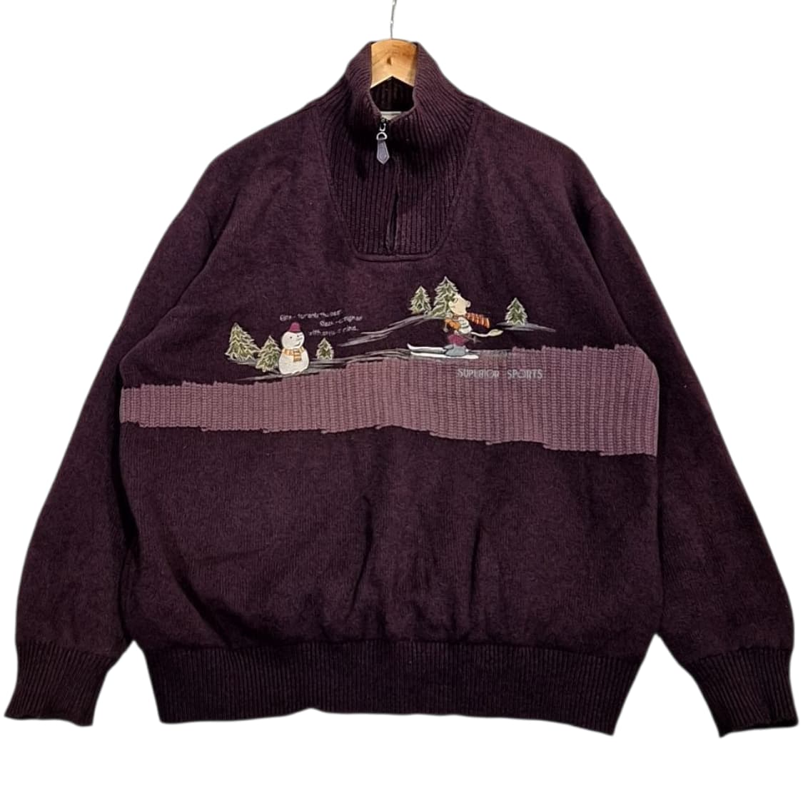 Superior 자수 반 집업 니트 상품이미지1