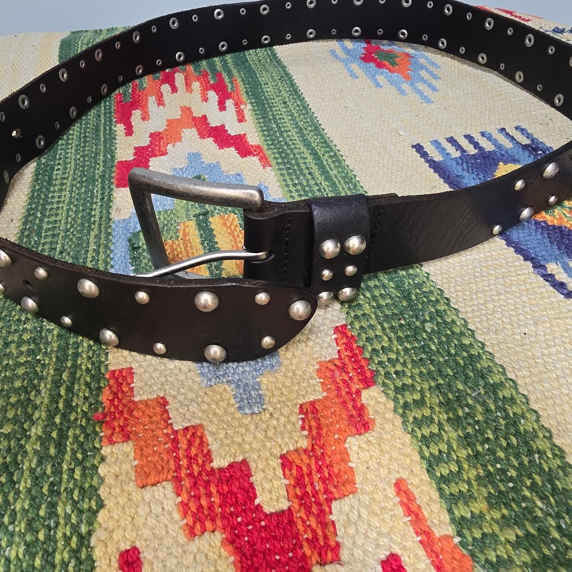 Japan vintage 블랙 차심 소가죽 스터드벨트 32 상품이미지7