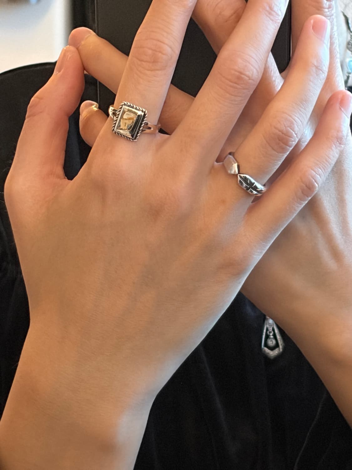 ✦ Silver 925 내추럴 스톤 스퀘어 링 상품이미지7