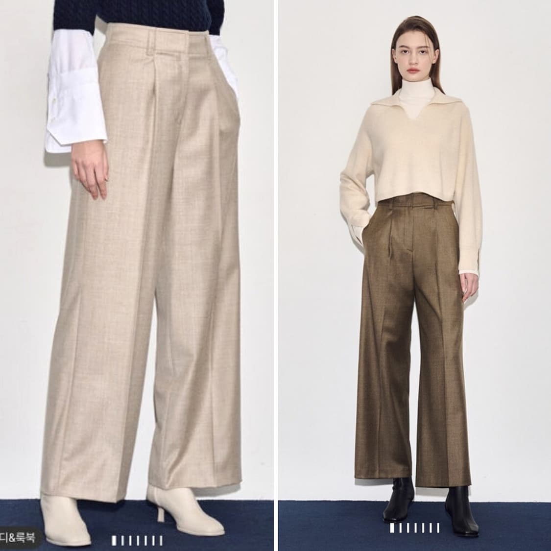 타임 23 백 밴딩 와이드 울 팬츠 상품이미지6