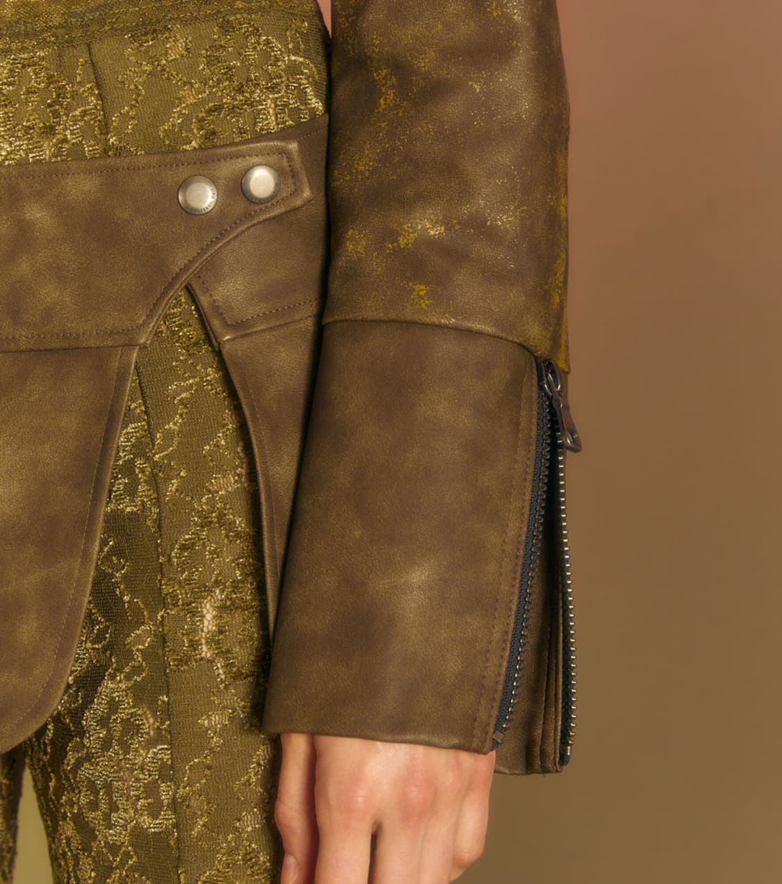 앤더슨벨 볼레로 크롭 포레더 가죽자켓 빈티지 브라운 카우걸 가디건 상품이미지6