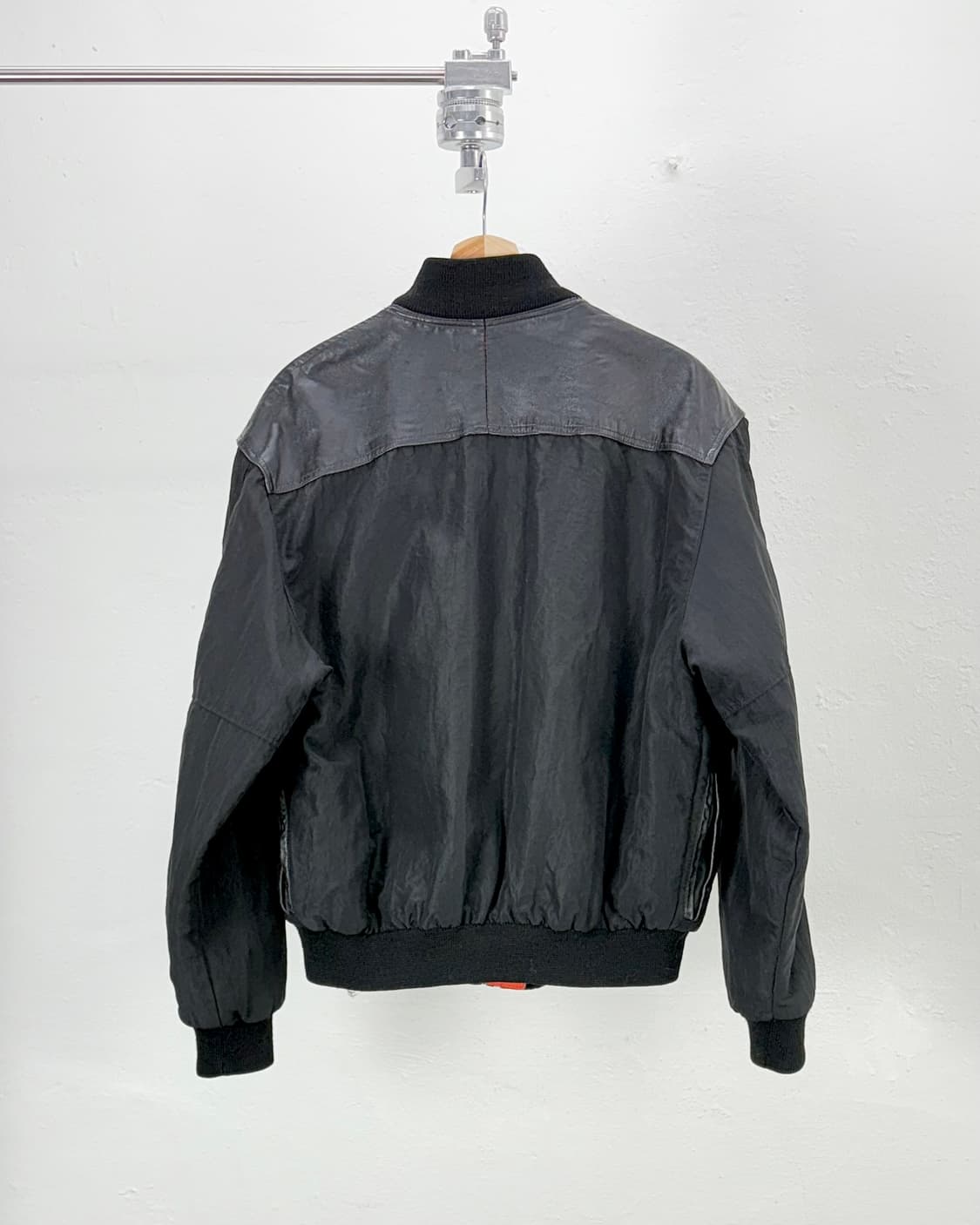 90s 할리데이비슨 블랙 나일론 레더 패치 포켓 블루종 자켓 상품이미지6