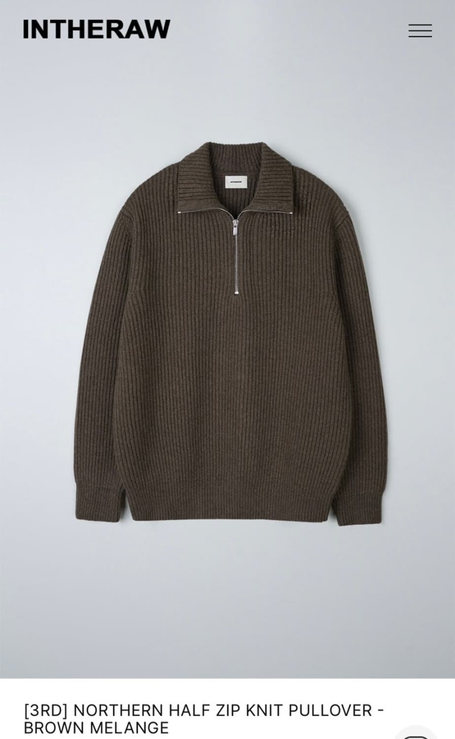 새상품 단종 인더로우 하프집업 니트 브라운멜란지 상품이미지2