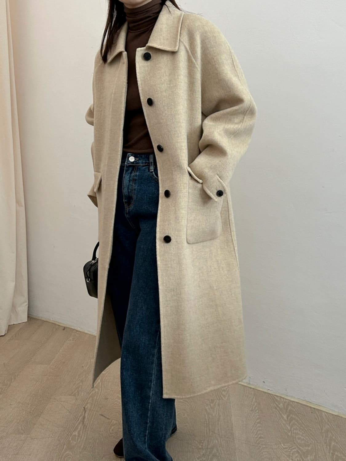 [새상품]국내생산 히든버튼 핸드메이드 코트 상품이미지4