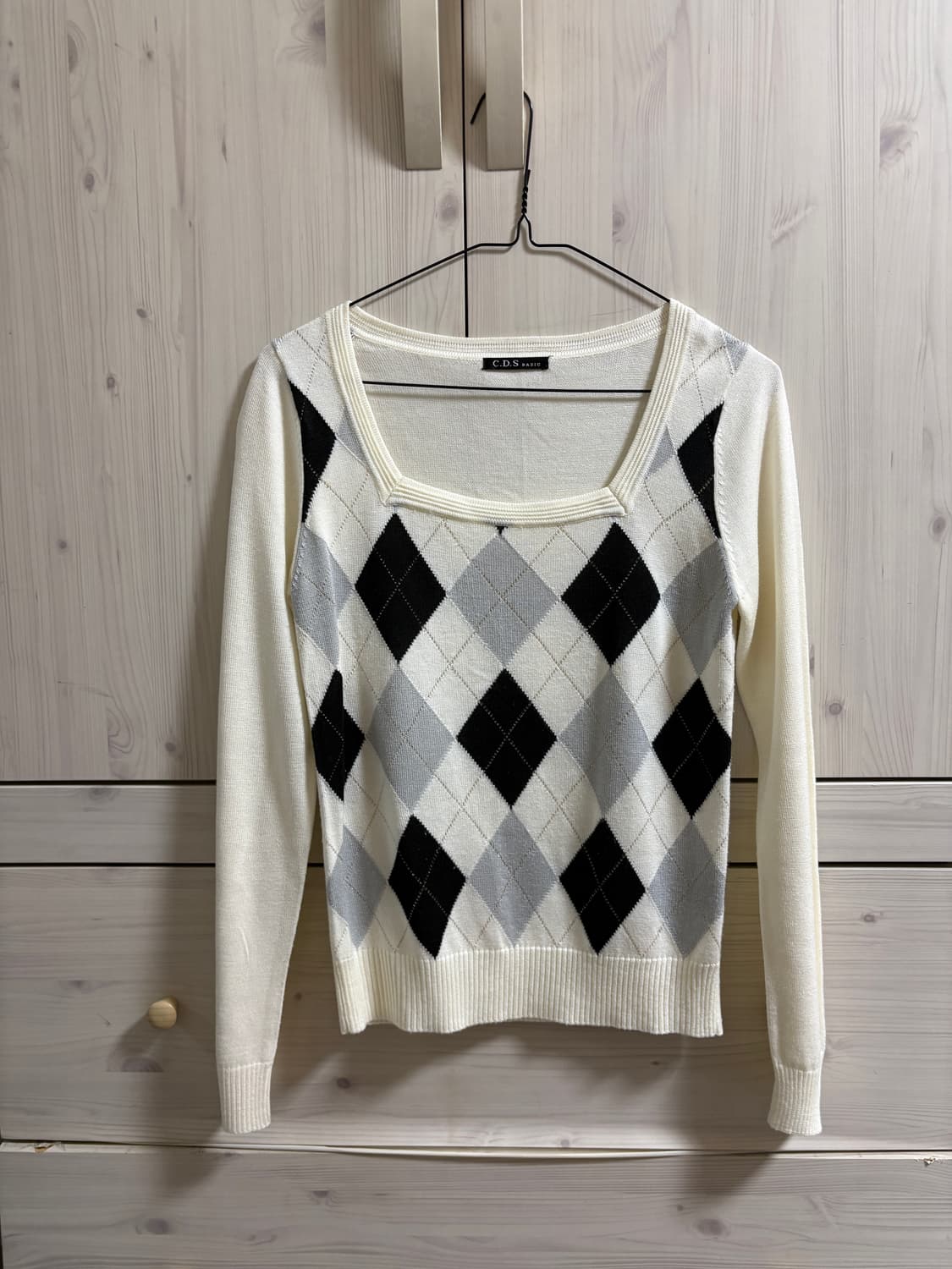 블랙화이트 아가일 니트 빈티지 상품이미지1