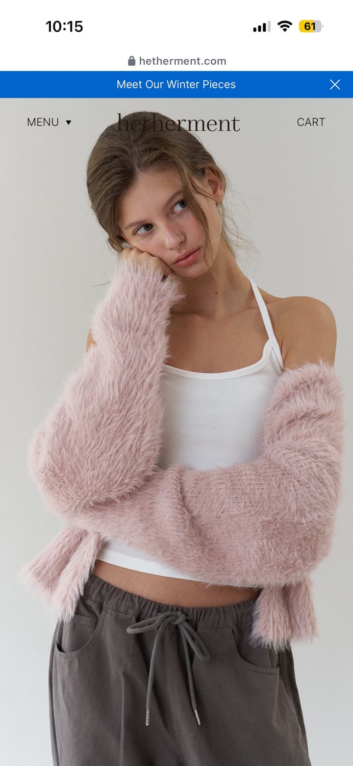 헤더먼트 테디가디건 베이비핑크 상품이미지3