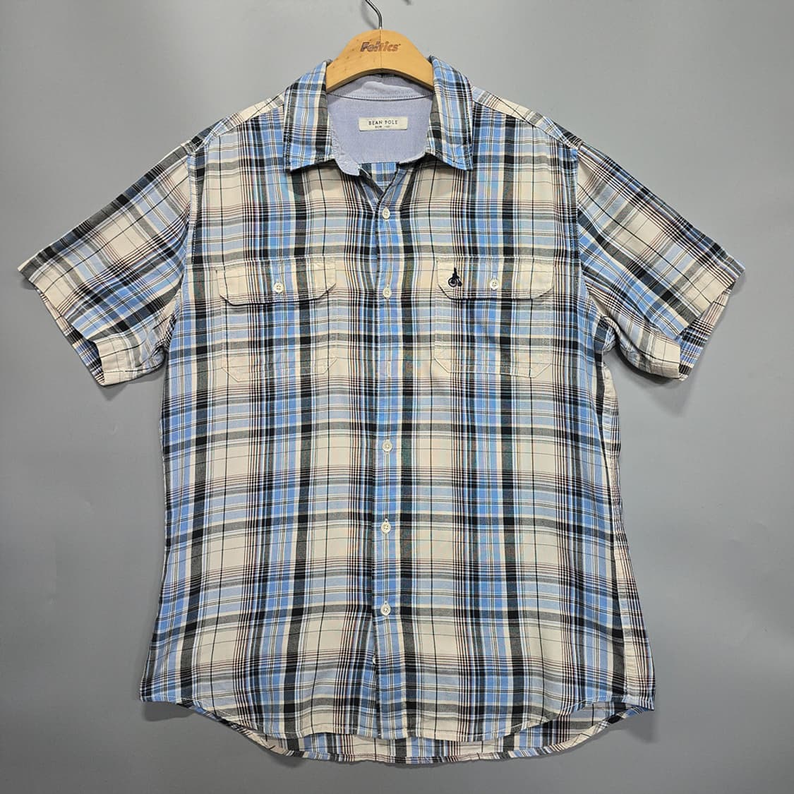 빈폴(BEAN POLE) 남성 체크 반팔 셔츠 100 상품이미지1