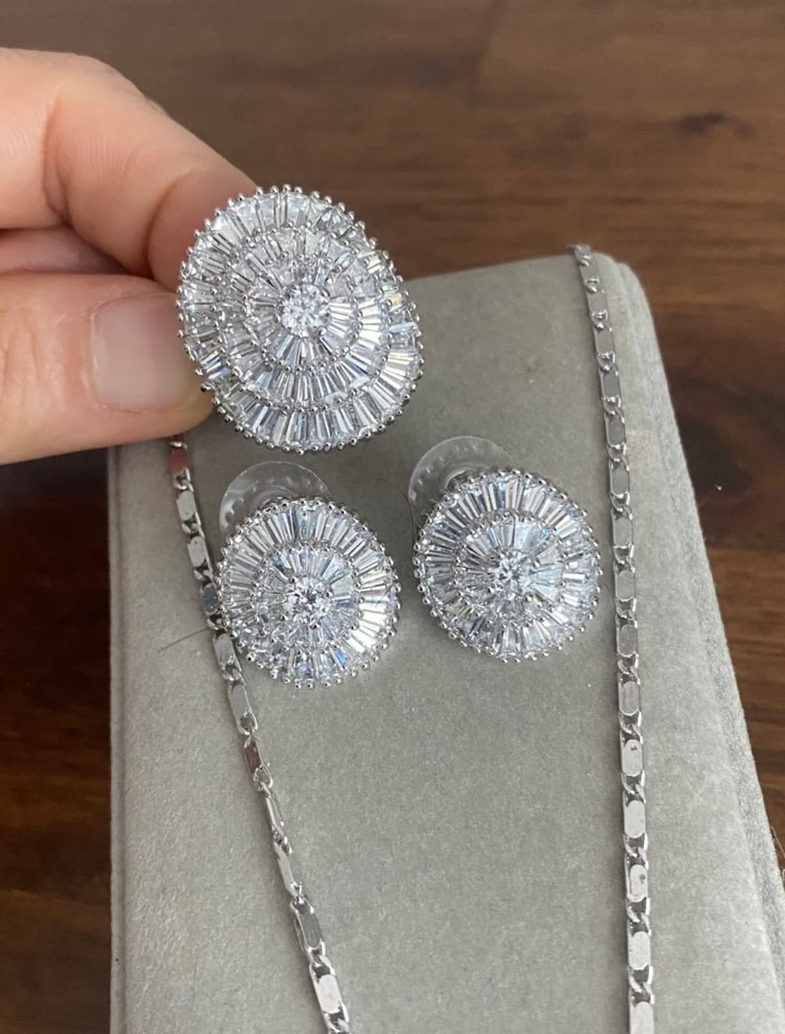 큐빅 반지 귀걸이 목걸이 세트 상품이미지2