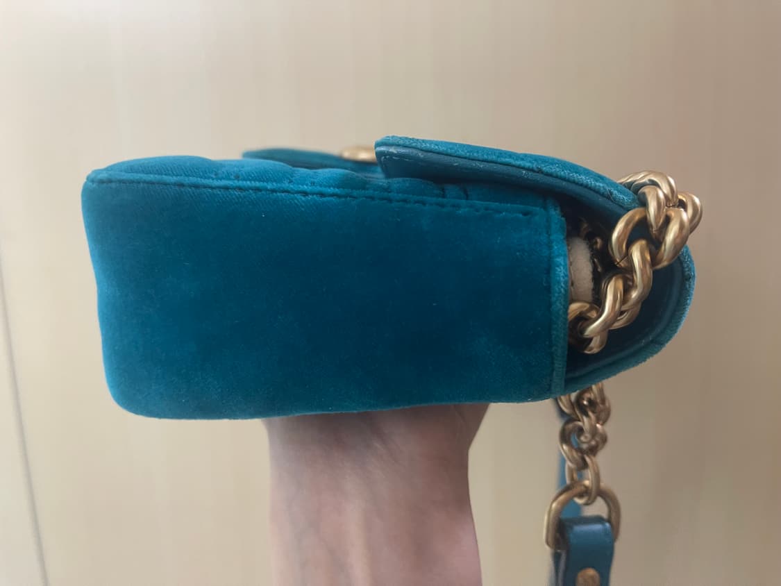 구찌 마몽 마몬트 벨벳 미니백 터키옥색 상품이미지6