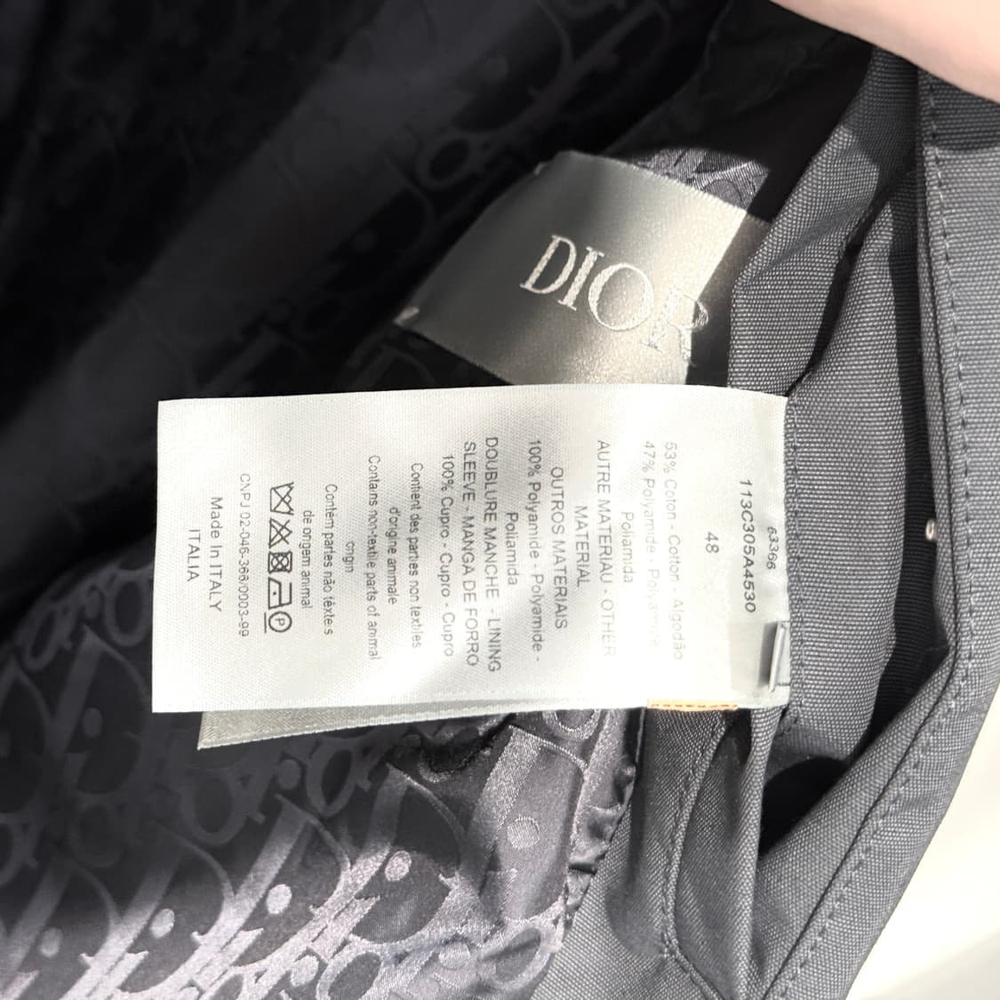 [새상품급/48] 디올 오블리크 자카드 탈착식 카라 테크니컬 롱 코트 상품이미지6