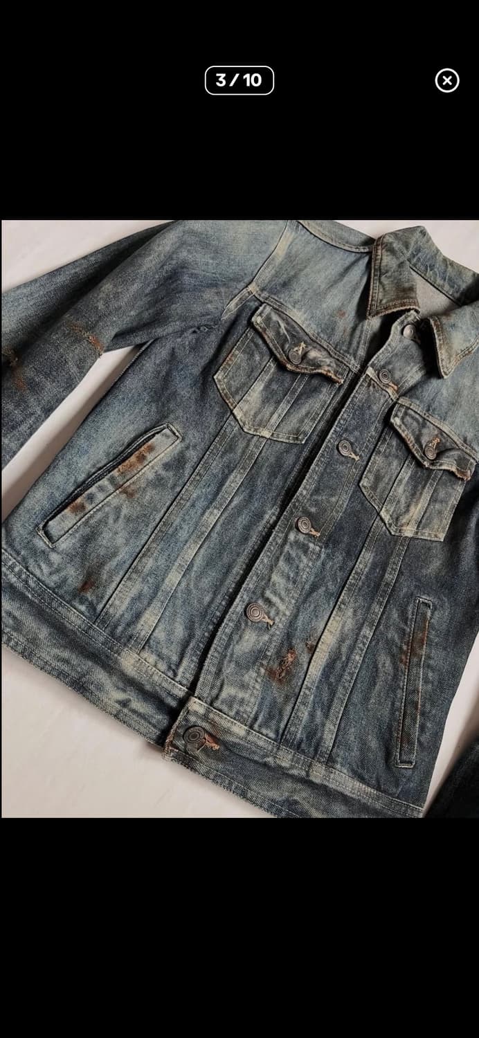 Shellac crashed and damaged denim jacket 상품이미지3