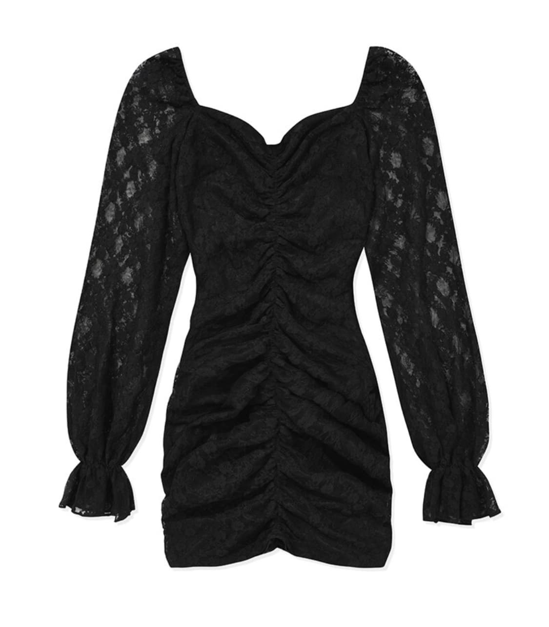 페인오어플레져 레이스 셔링 미니 원피스 상품이미지1