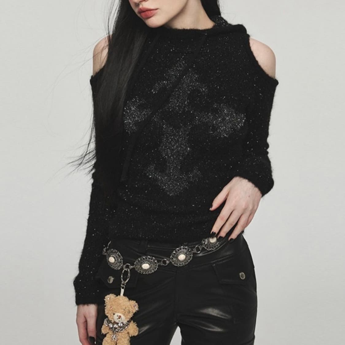 1JINN STUDIO 앙고라 모헤어 오프숄더 후드 S 원진 스튜디오 상품이미지2