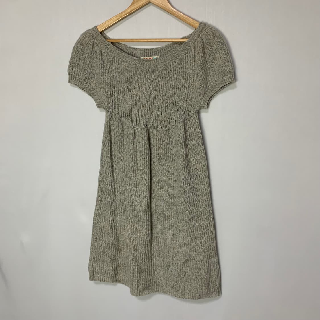 빔즈 반팔 니트 미니 원피스 레이어드 롱 니트 탑 빈티지 상품이미지2