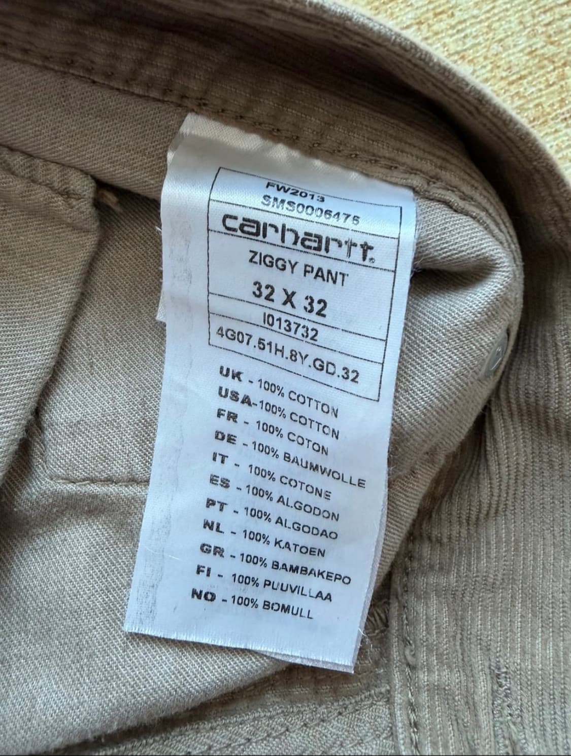 칼하트 ziggy 코듀로이팬츠 32X32 상품이미지4