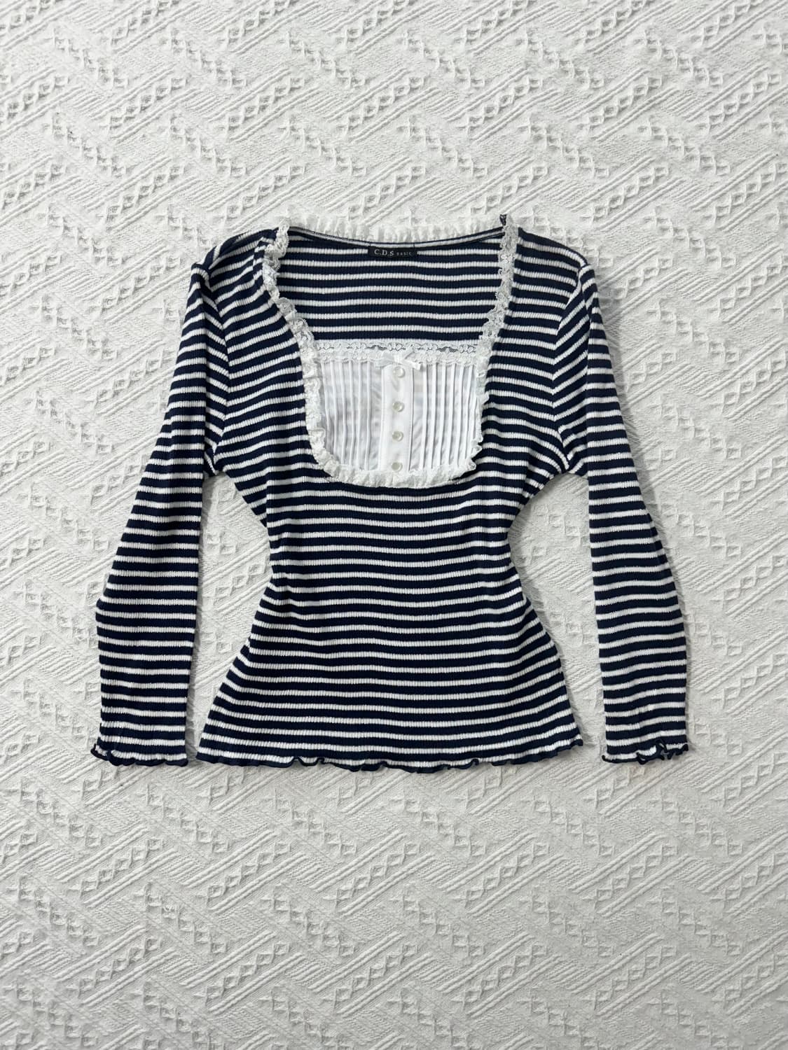 레이어드 버튼 넥 탑 레이스 프릴 큐롯 팬츠 2pcs SET 상품이미지6