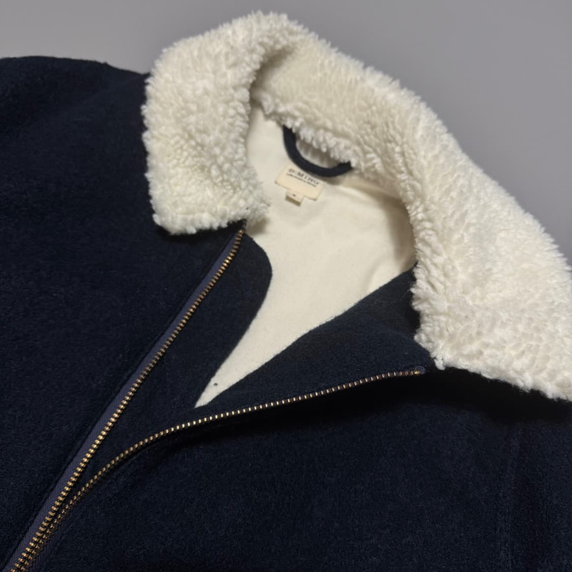 B:ming 다크네이비 울 폴리에스터 혼방 쉐르파 칼라넥 블루종 자켓 상품이미지4