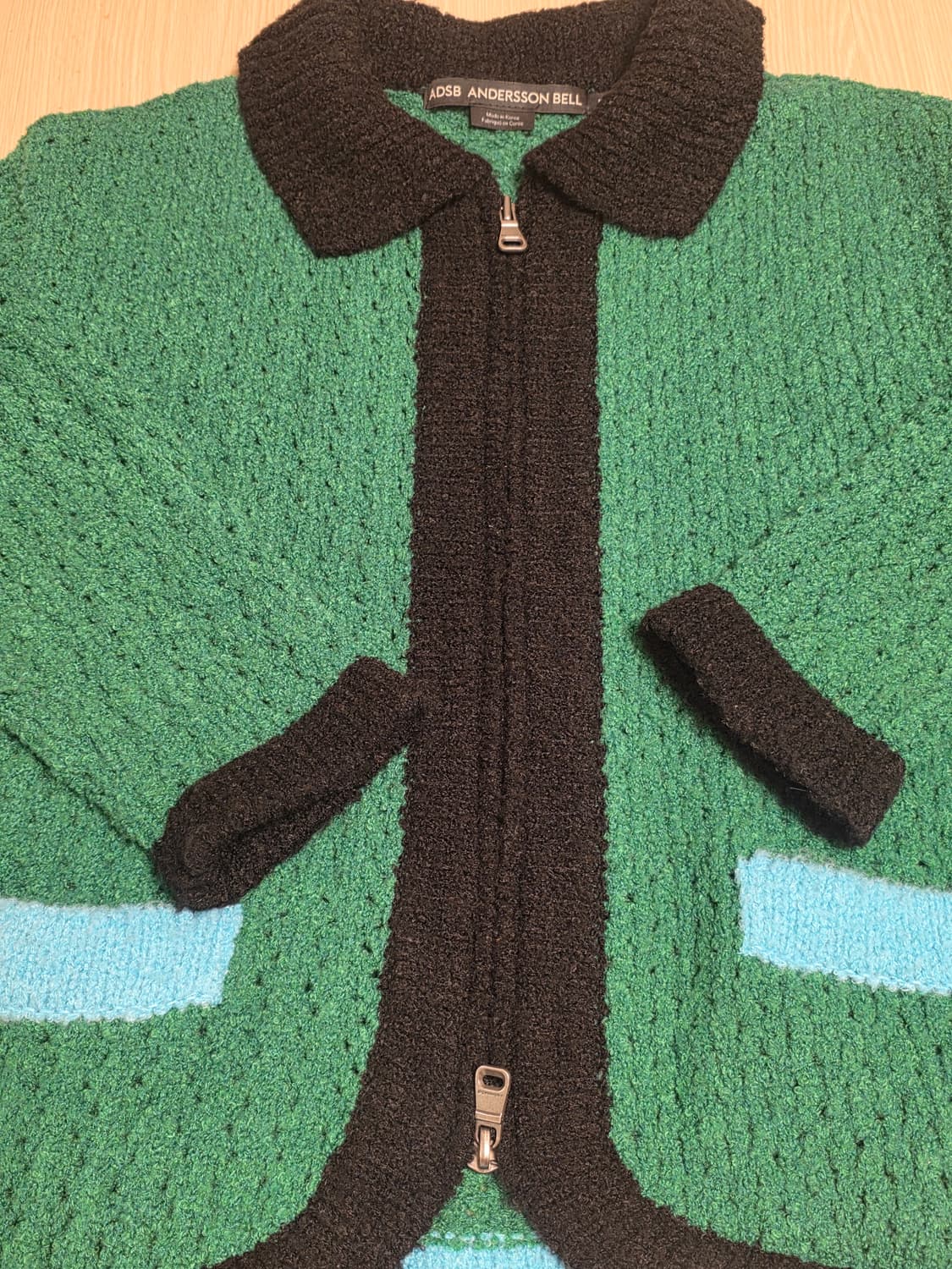 [L] 앤더슨벨 엘라스 컬러 블럭 가디건 상품이미지4