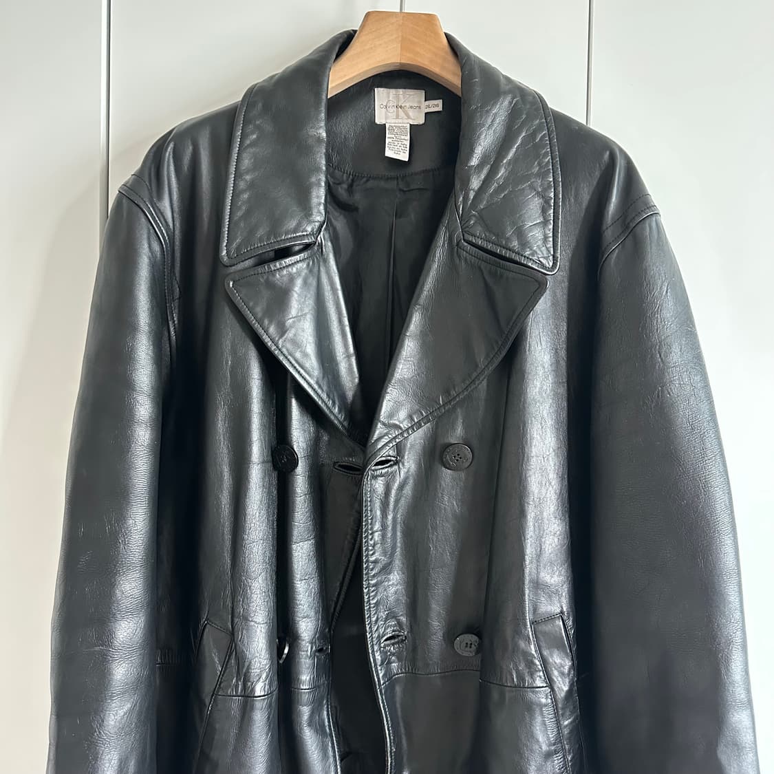 캘빈클라인 90’s 헤비 레더 트렌치코트 상품이미지4
