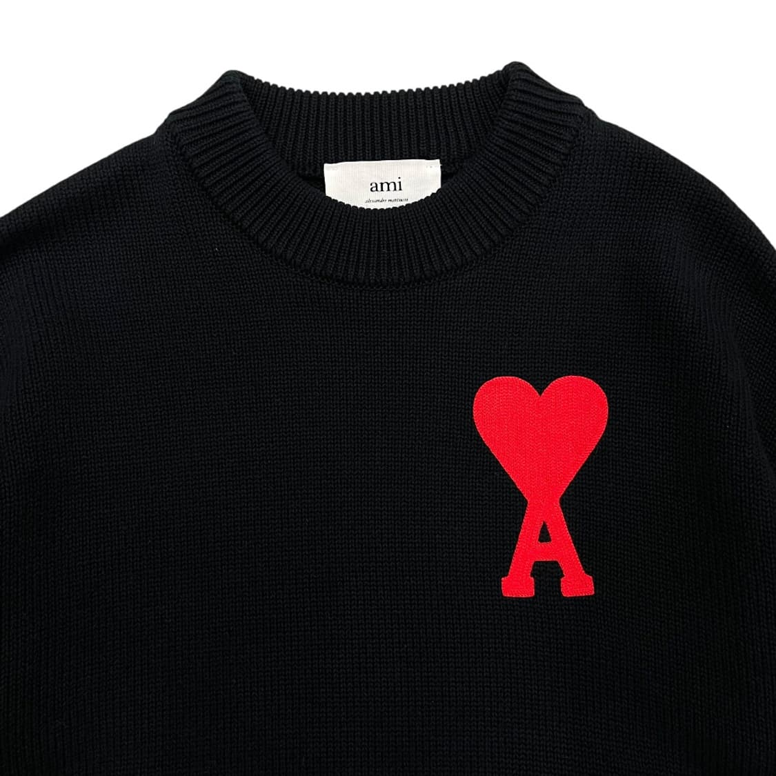 아미 하트로고 블랙 크롭 니트 상품이미지4