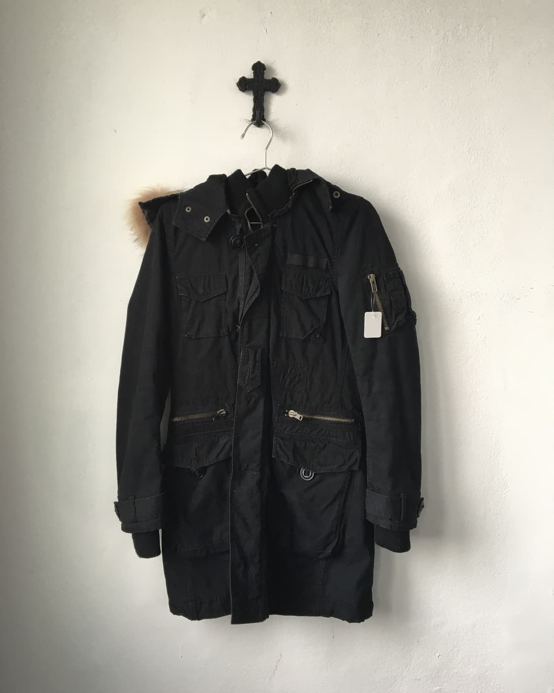 Fake fur hood high neck filed jacket 상품이미지2