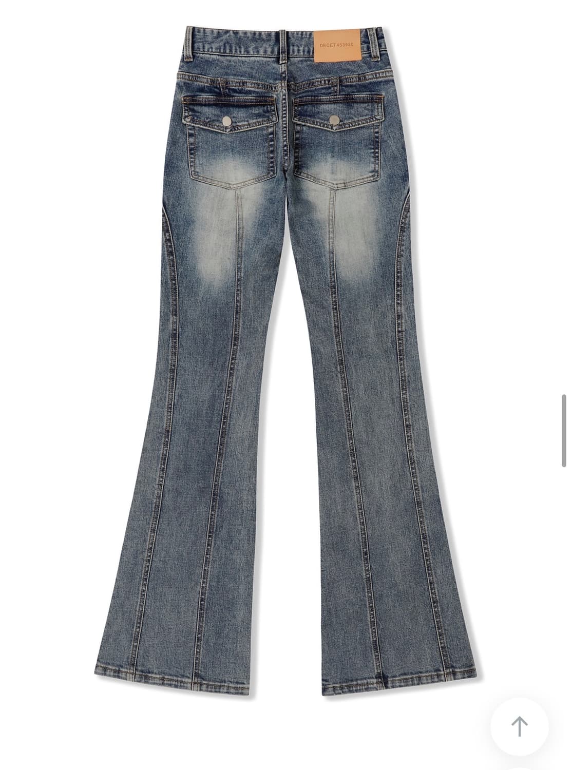 데케트우먼 커브드 슬림 로우라이즈 플레어 진 부츠컷 데님 바지 판매 상품이미지4