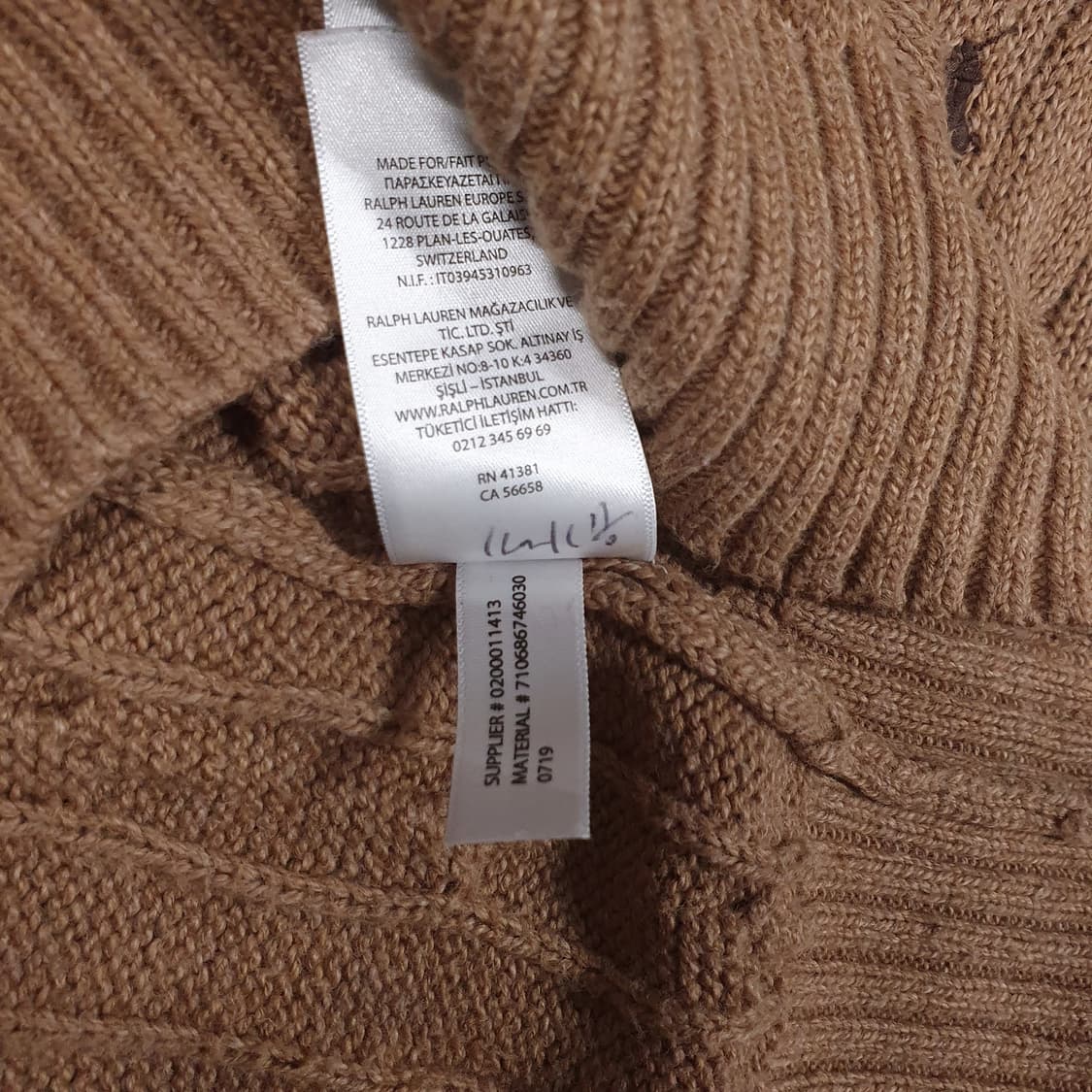 실측 M) 폴로 랄프로렌 신형 포니 케이블 니트 꽈배기 스웨터 브라운 상품이미지8