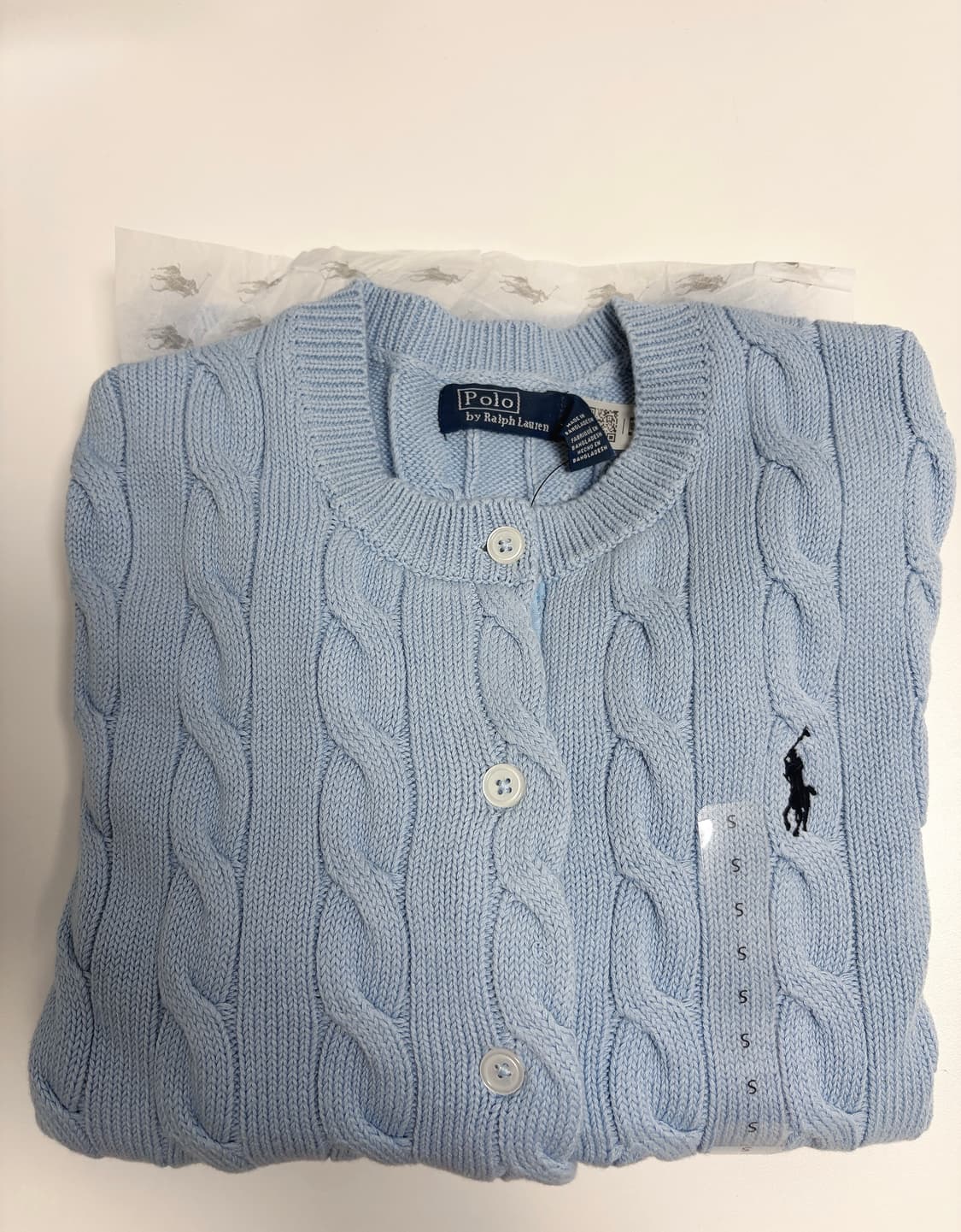 폴로 랄프로렌 여성 꽈배기 가디건 S 스카이블루 색깔 예뻐요 상품이미지3